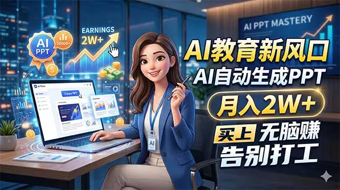 AI教育新风口，AI自动生成PPT，月入2W+，无脑赚，告别打工-706资源网