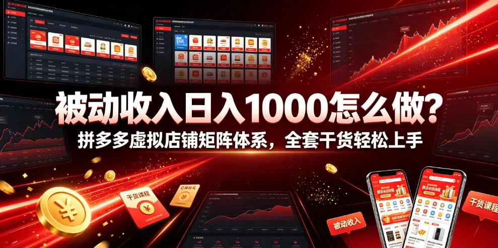被动收入日入1000怎么做？拼多多虚拟店铺矩阵体系，全套干货轻松上手【揭秘】-706资源网