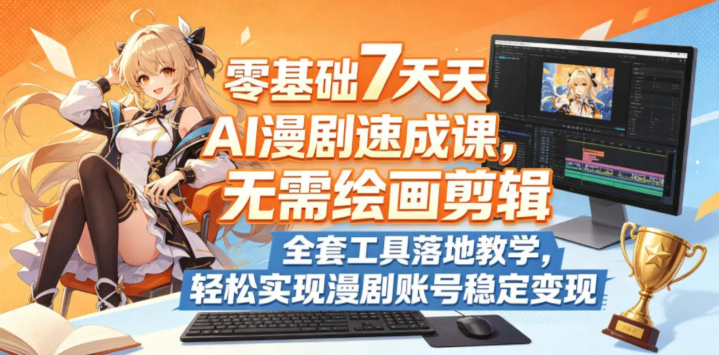 零基础7天AI漫剧速成课，无需绘画剪辑，全套工具落地教学，轻松实现漫剧账号稳定变现-706资源网
