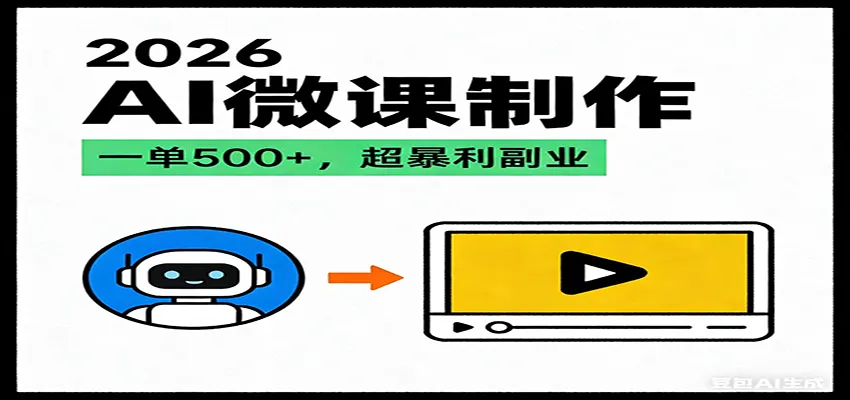 2026AI 风口最稳副业：微课代写制作，一单 500+，人人可做的蓝海项目-706资源网