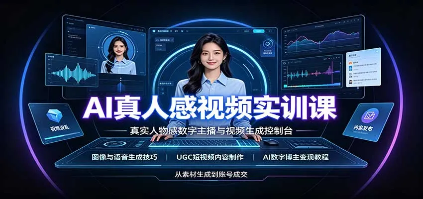 AI真人感视频实训课：图像语音生成，UGC内容制作，AI数字博主变现教程-706资源网