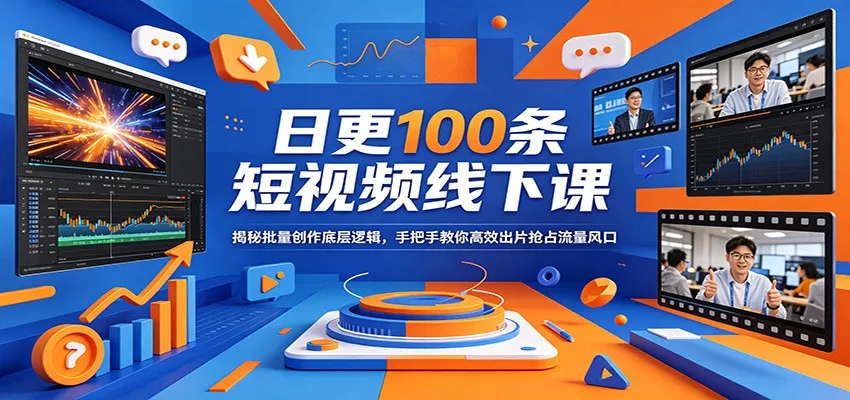 日更100条短视频线下课：揭秘批量创作底层逻辑，手把手教你高效出片抢占流量风口-706资源网