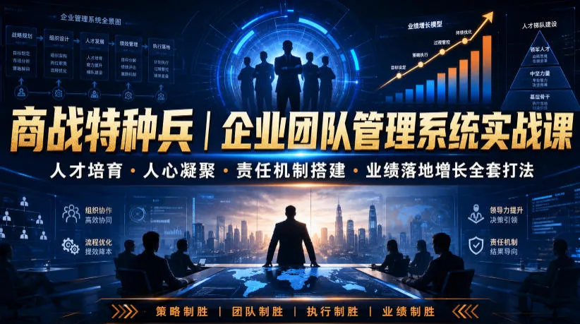 商战特种兵|企业团队管理系统实战课人才培育・人心凝聚・责任机制搭建・业绩落地增长全套打法