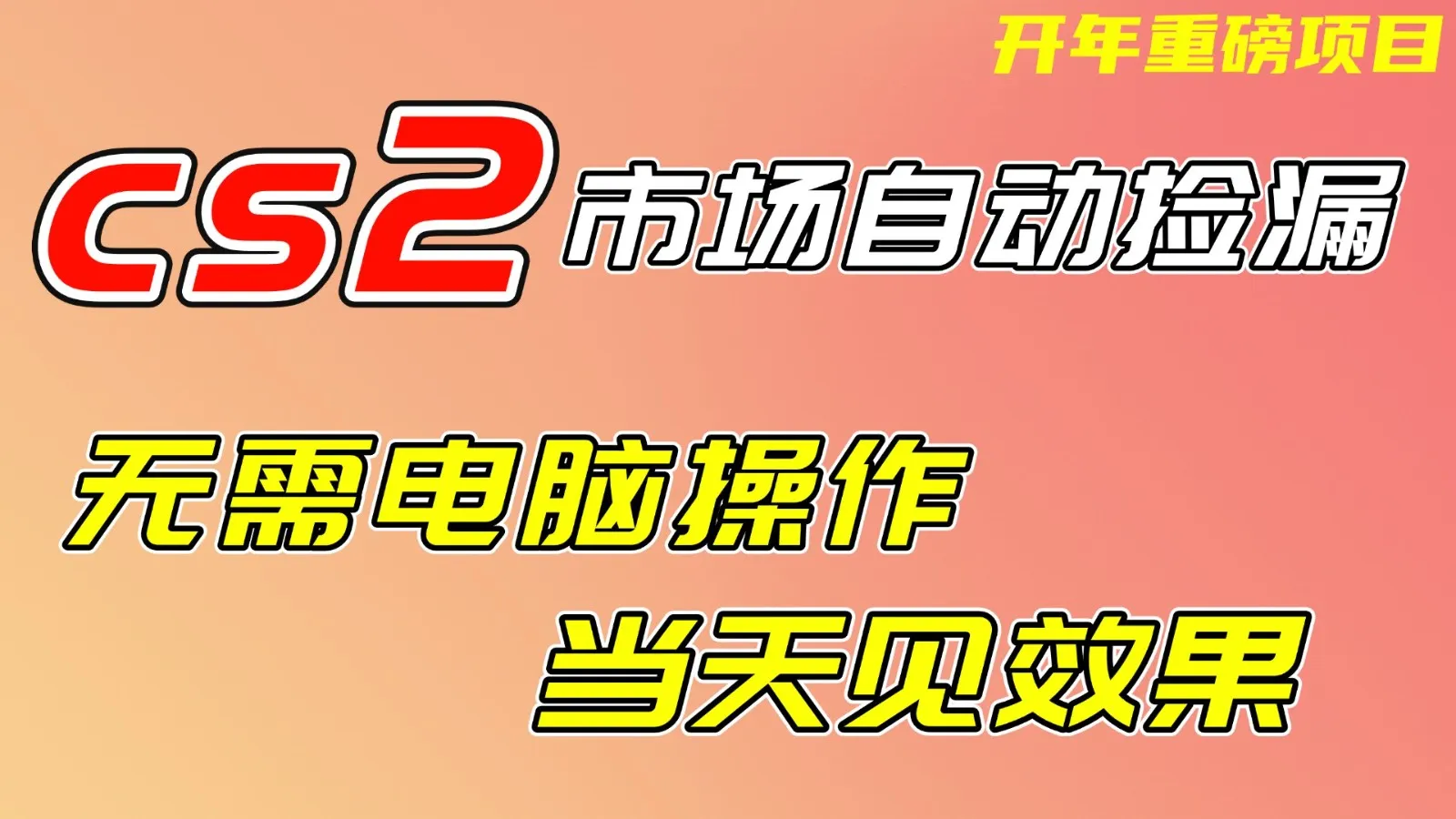 CS2市场挂机项，无需电脑操作，无需进入游戏，当天见效果，支持任何形式验证-706资源网
