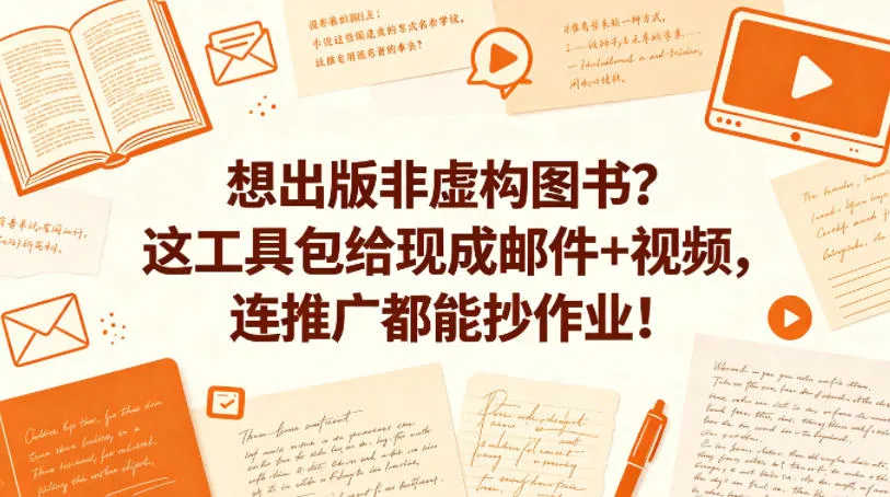 想出版非虚构图书？这工具包给现成邮件+视频，连推广都能抄作业！【原创双语字幕】-706资源网