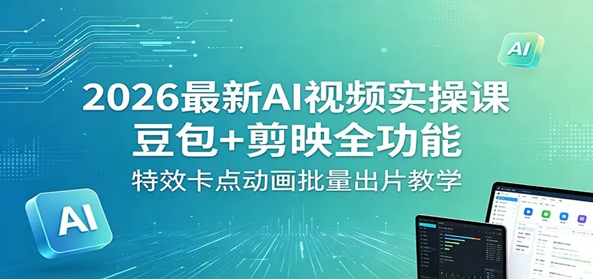 2026最新AI视频实操课：豆包+剪映全功能，特效卡点动画批量出片教学-706资源网