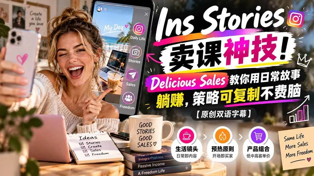 (20767期)Ins Stories 卖课神技!Delicious Sales 教你用日常故事躺赚,策略可复制不费脑【原创双语字幕】-706资源网