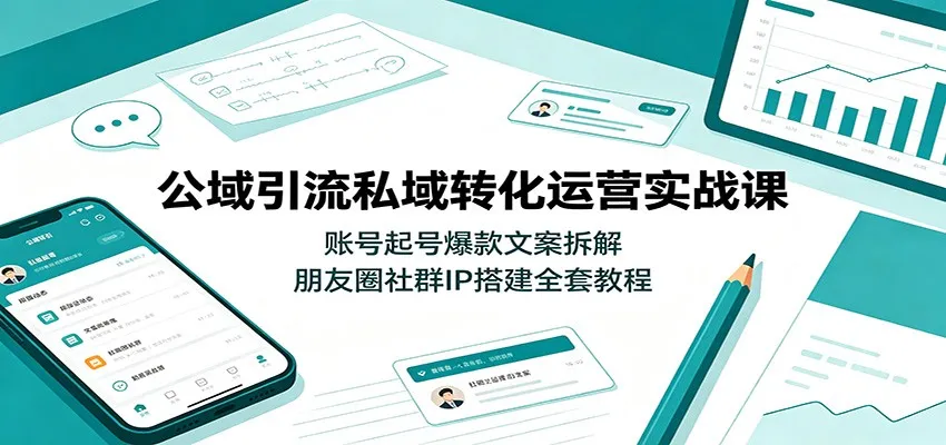 公域引流私域转化运营实战课:账号起号爆款文案拆解,朋友圈社群IP搭建全套教程-706资源网