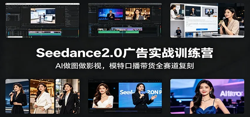 Seedance2.0广告实战训练营：AI做图做影视，模特口播带货全赛道复刻-706资源网