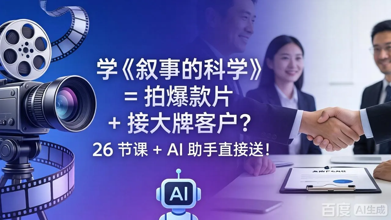 学《叙事的科学》= 拍爆款片 + 接大牌客户？26 节课 + AI 助手直接送！-706资源网