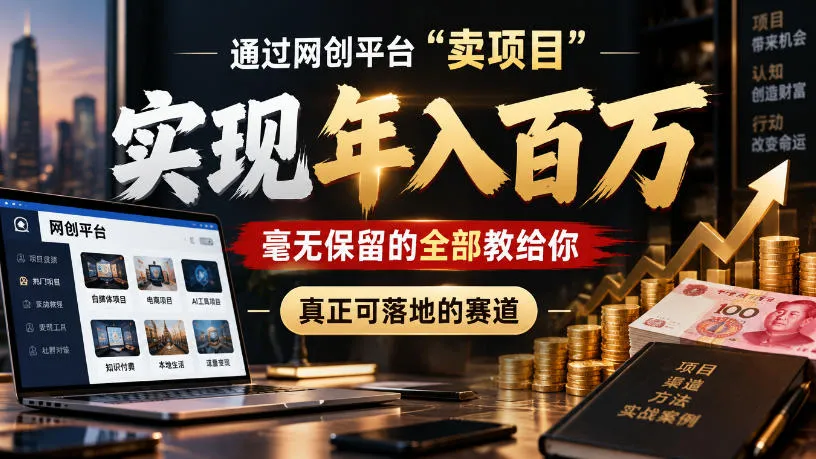 通过网创平台“卖项目”实现年入100w，毫无保留的全部教给你，真正可落地的赛道【揭秘】-706资源网
