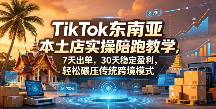 TikTok东南亚本土店实操陪跑教学，7天出单，30天稳定盈利，轻松碾压传统跨境模式-706资源网