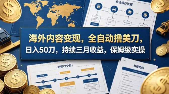 海外内容变现，全自动撸美刀，日入50刀，持续三月收益，保姆级实操【揭秘】-706资源网