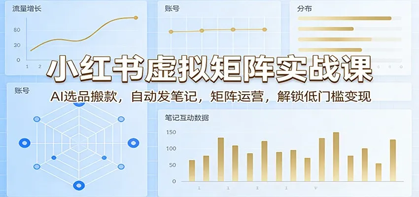 小红书虚拟矩阵实战课:AI选品搬款,自动发笔记,矩阵运营,解锁低门槛变现-706资源网