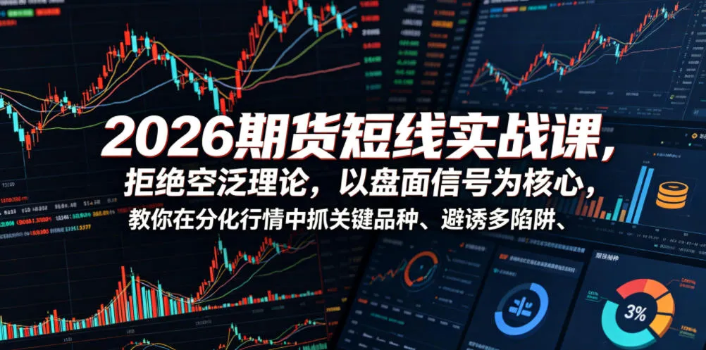 2026期货短线实战课，拒绝空泛理论，以盘面信号为核心，教你在分化行情中抓关键品种、避诱多陷阱(更新)-706资源网