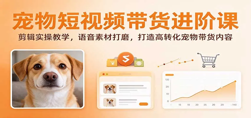 宠物短视频带货进阶课:剪辑实操教学,语音素材打磨,打造高转化宠物带货内容-706资源网