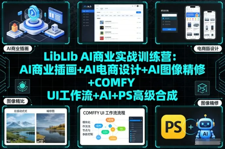 LibLIb AI商业实战训练营：AI商业插画+AI电商设计+AI图像精修+COMFY UI工作流+AI+PS高级合成-706资源网