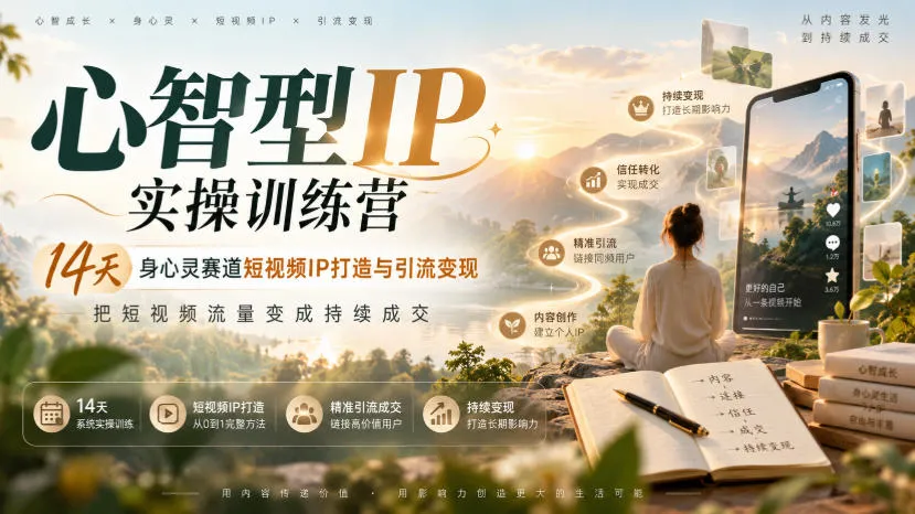 心智型IP实操训练营|14天身心灵赛道短视频IP打造与引流变现,把短视频流量变成持续成交-706资源网