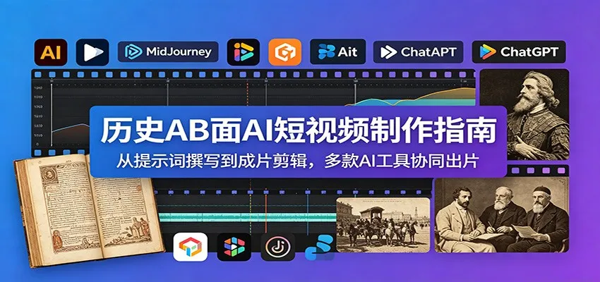 历史AB面AI短视频制作指南：从提示词撰写到成片剪辑，多款AI工具协同出片-706资源网
