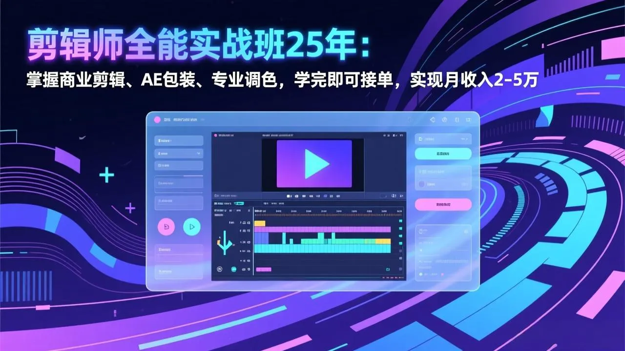 剪辑师全能实战班25年：掌握商业剪辑、AE包装、专业调色，学完即可接单，实现月收入2-5万-706资源网