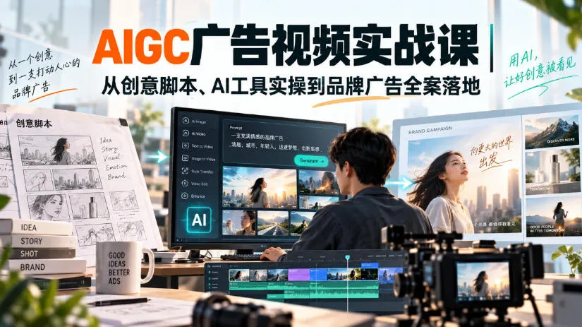 AIGC广告视频实战课|从创意脚本、AI工具实操到品牌广告全案落地-706资源网