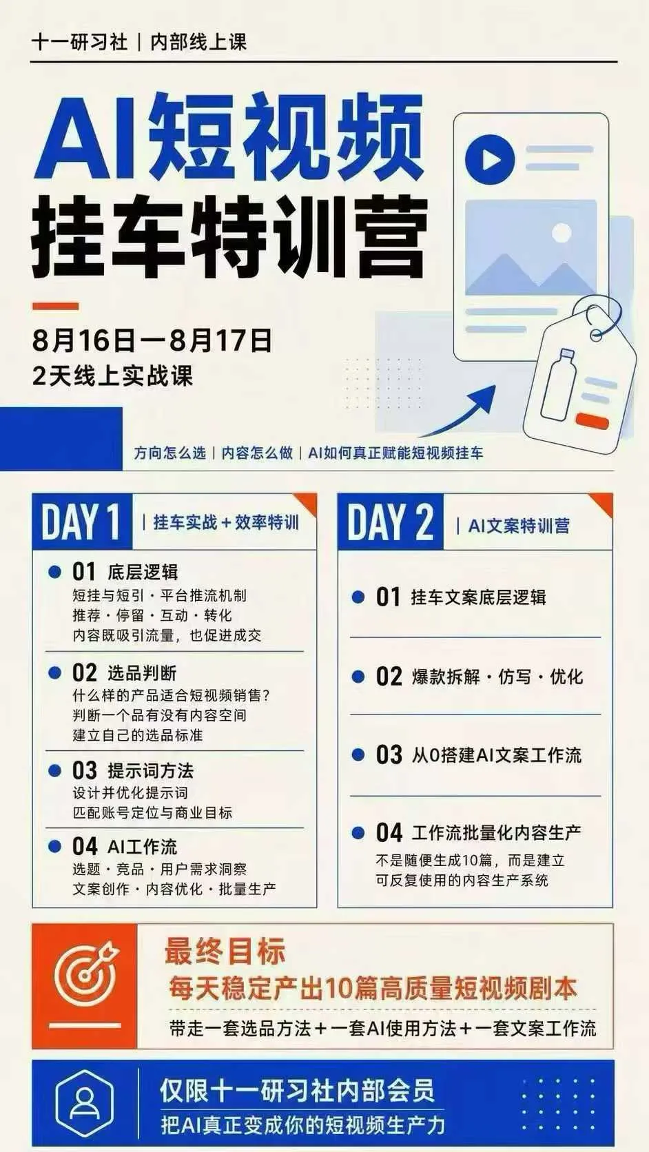 某社群8月16-17号线上课，AI短视频挂车特训营+AI文案特训，把AI真正变成你的短视频生产力-706资源网