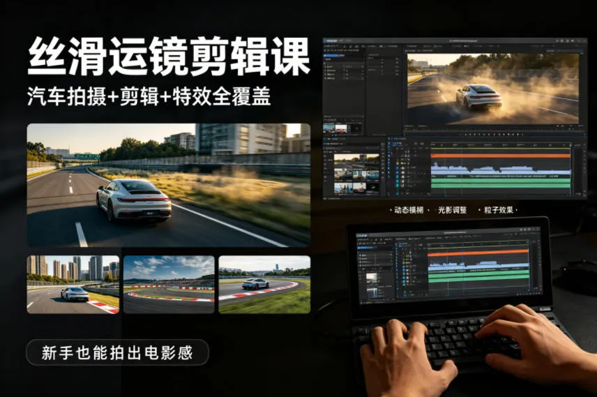 大叔丝滑运镜剪辑课，汽车拍摄+剪辑+特效全覆盖，新手也能拍出电影感-706资源网