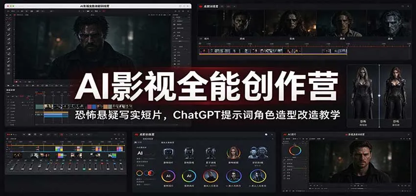 AI影视全能创作营：恐怖悬疑写实短片，ChatGPT提示词角色造型改造教学-706资源网
