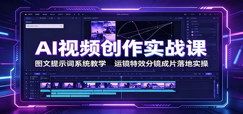 AI视频创作实战课:图文提示词系统教学,运镜特效分镜成片落地实操-706资源网