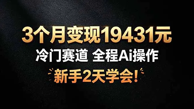 3个月变现19431元，冷门赛道 全程Ai操作，新手2天学会！-706资源网