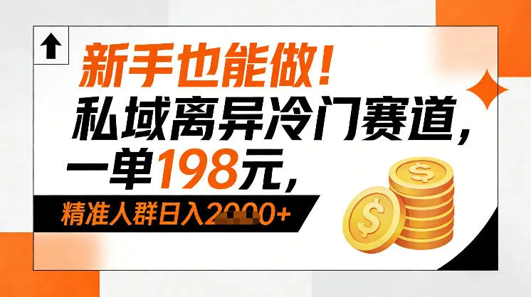 新手也能做！私域离异冷门赛道，一单198，精准人群日入1k+-706资源网