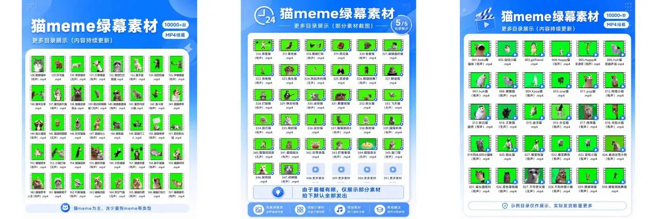 某宝付费素材,猫meme素材绿幕视频剪辑素材小猫咪跳舞,适合抖音B站搞笑短视频合集!