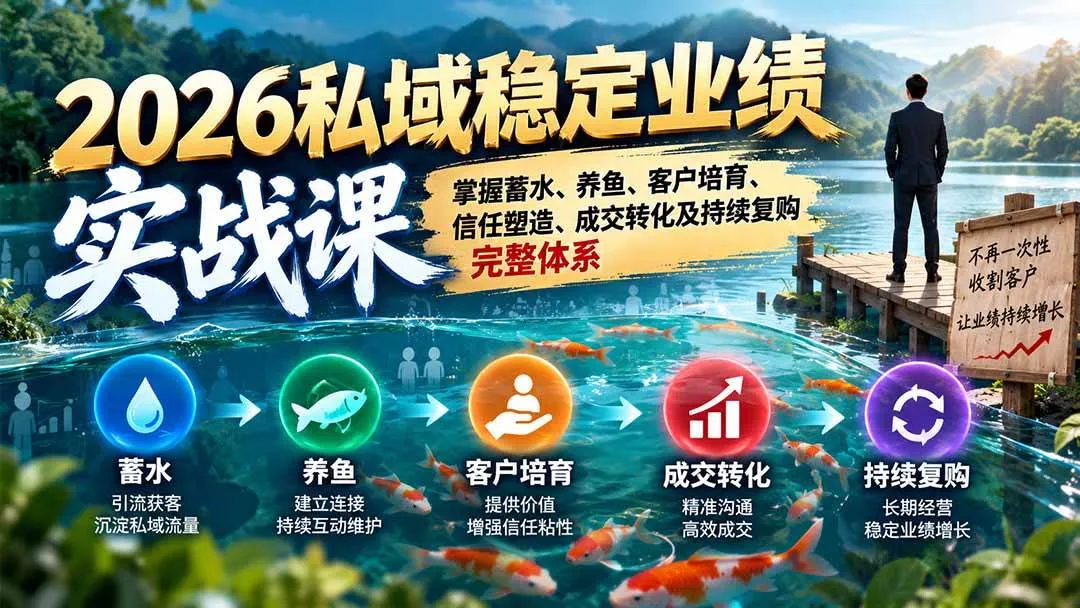（20710期）2026私域稳定业绩实战课：掌握蓄水、养鱼、客户培育、信任塑造、成交转化及持续复购完整体系-706资源网