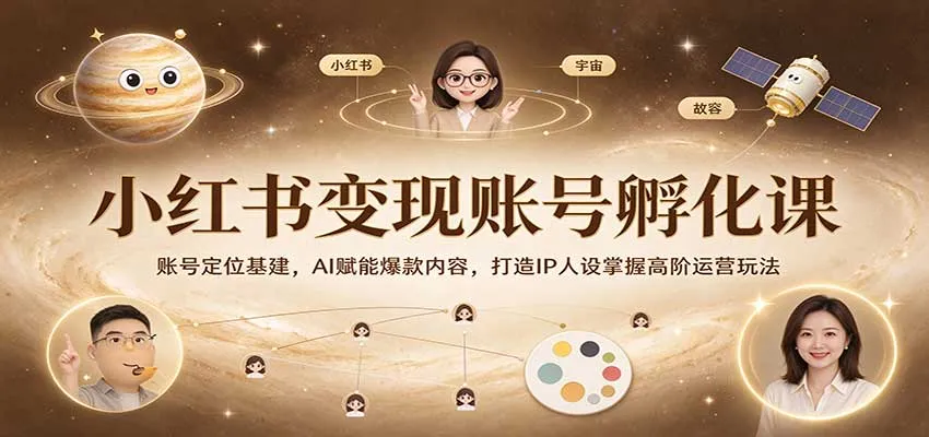 小红书变现账号孵化课：账号定位基建，AI赋能爆款内容，打造IP人设掌握高阶运营玩法-706资源网