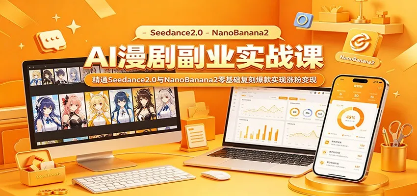 AI漫剧副业实战课:精通Seedance2.0与NanoBanana2零基础复刻爆款实现涨粉变现-706资源网