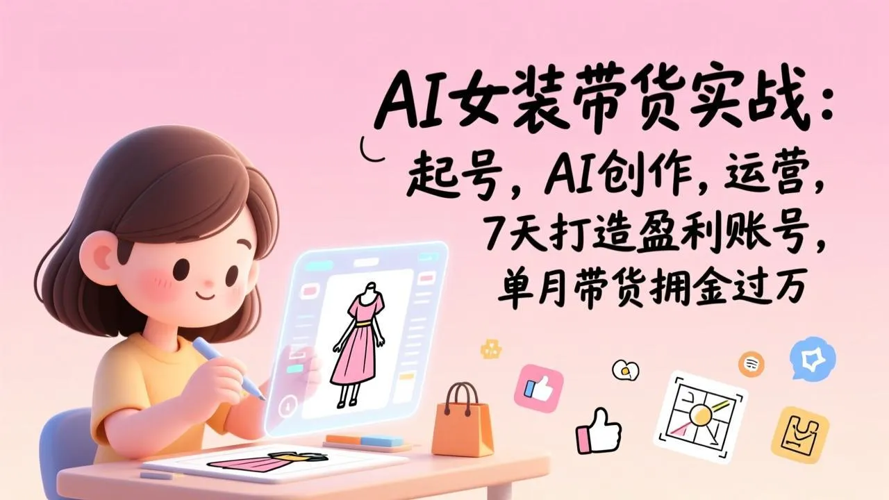AI女装带货实战：起号，AI创作，运营，7天打造盈利账号，单月带货佣金过万-706资源网