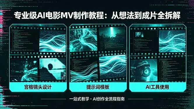 专业级AI电影MV制作教程，从想法到成片全拆解，宫格镜头+提示词模板+AI工具一站式教学-706资源网