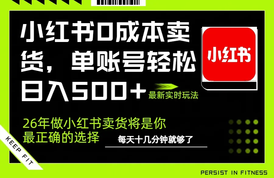 小红书0成本AI卖货，单账号轻松日入500+，完全托管AI，可矩阵放大-706资源网