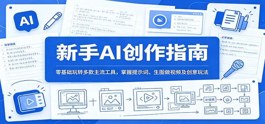 新手AI创作指南：零基础玩转多款主流工具，掌握提示词、生图做视频及创意玩法-706资源网