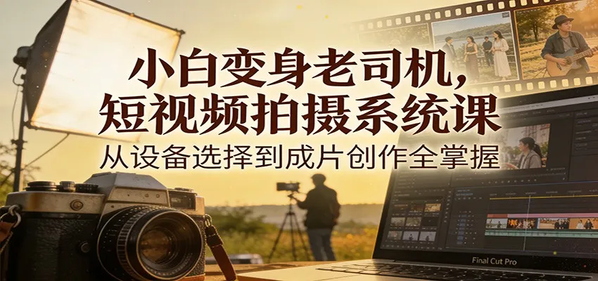 小白变身老司机，短视频拍摄系统课，从设备选择到成片创作全掌握-706资源网