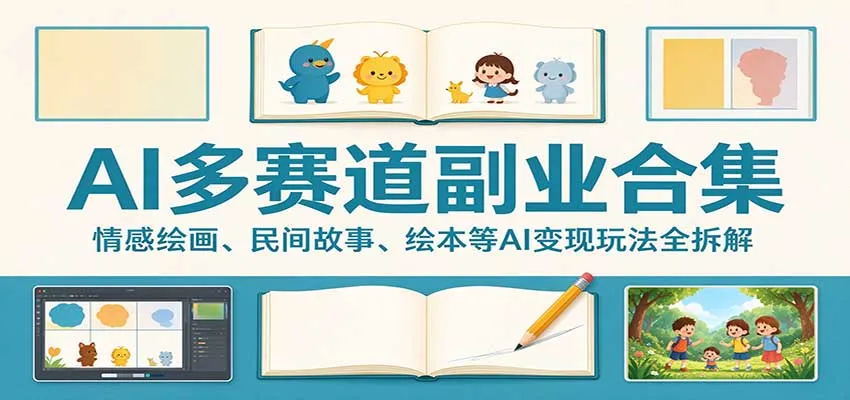 AI多赛道副业合集：情感绘画、民间故事、绘本等AI变现玩法全拆解-706资源网