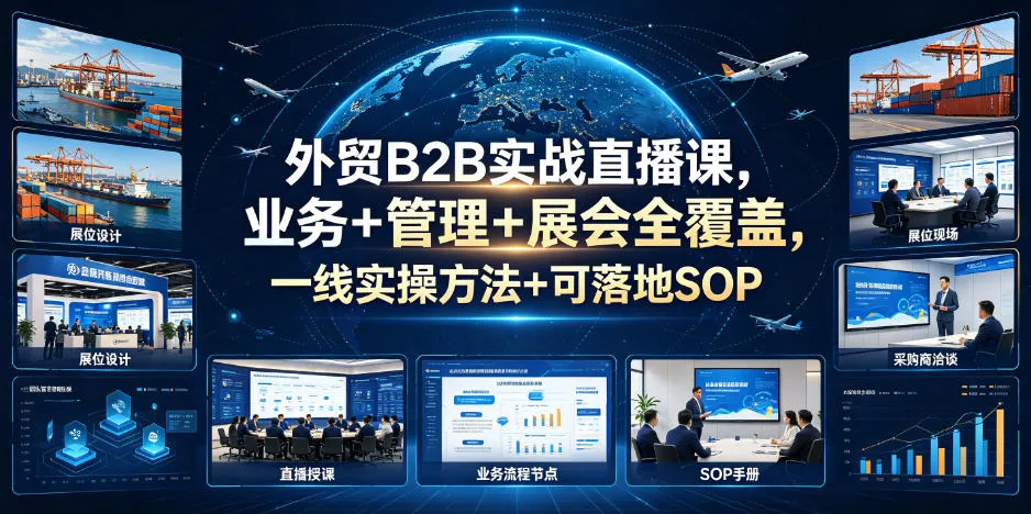 外贸B2B实战直播课，业务+管理+展会全覆盖，一线实操方法+可落地SOP-706资源网