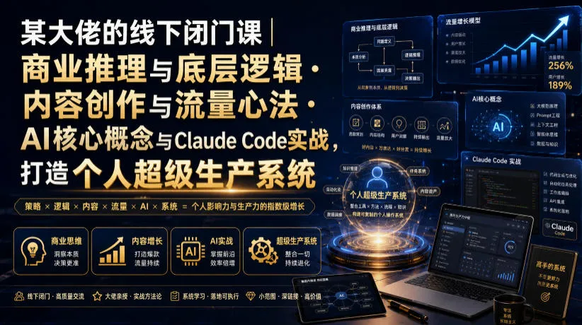 某大佬的线下闭门课|商业推理与底层逻辑・内容创作与流量心法・AI核心概念与Claude Code实战,打造个人超级生产系统【录音+图片】-706资源网