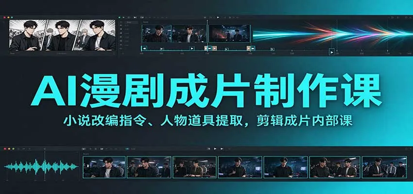 AI漫剧成片制作课：小说改编指令、人物道具提取，剪辑成片全流程-706资源网