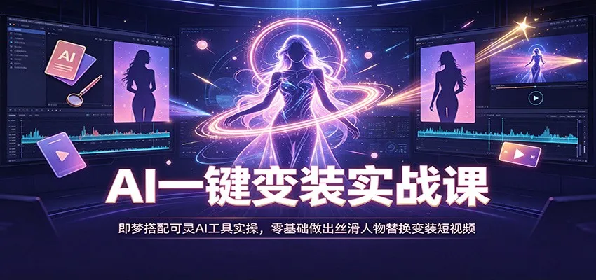 AI一键变装实战课：即梦搭配可灵AI工具实操，零基础做出丝滑人物替换变装短视频-706资源网