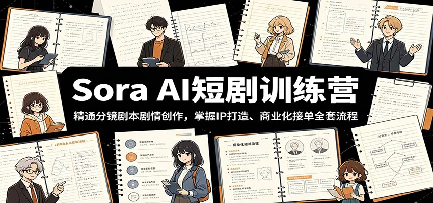 Sora AI短剧训练营:精通分镜剧本剧情创作,掌握IP打造、商业化接单全套流程-706资源网