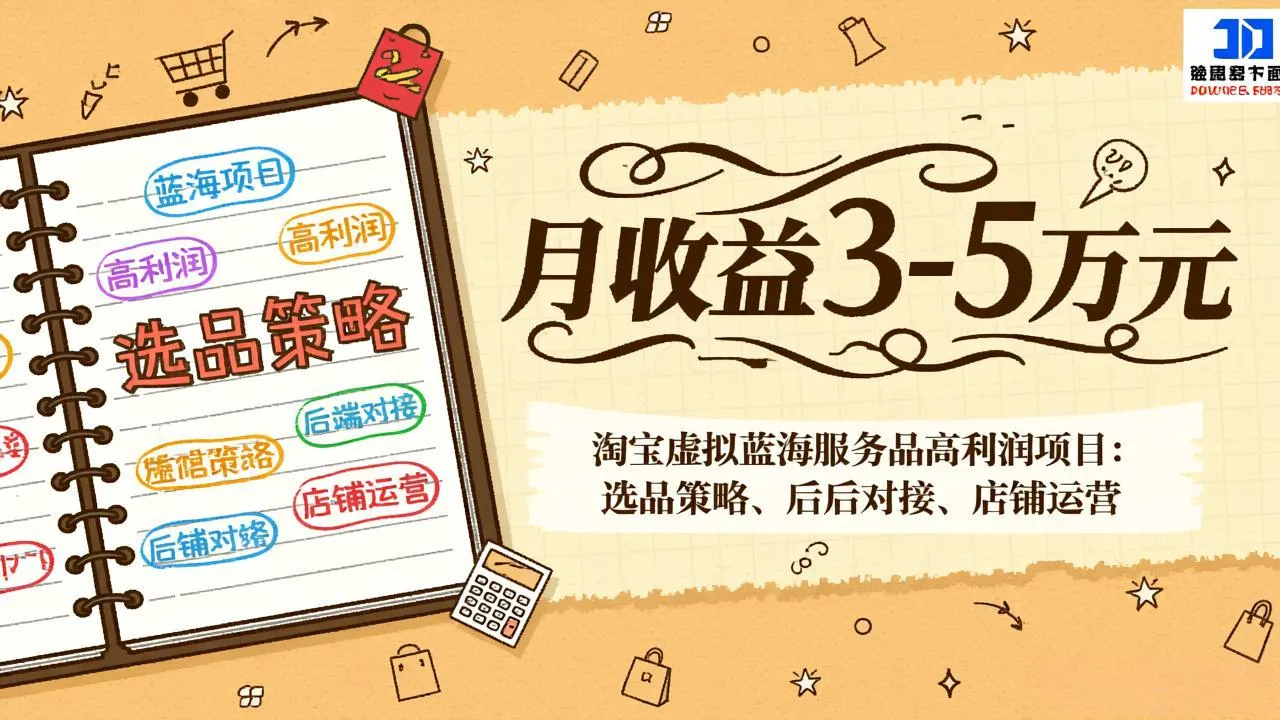 淘宝虚拟蓝海服务品高利润项目：选品策略、后端对接、店铺运营，月收益可达3-5万元-706资源网