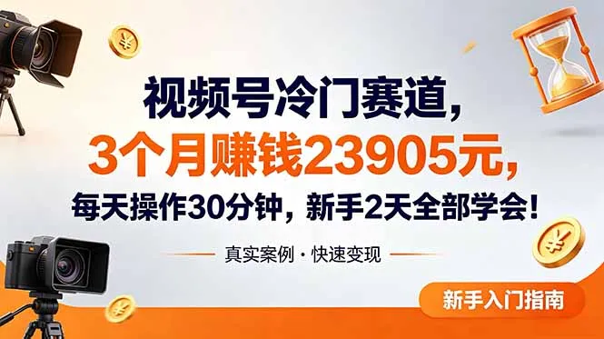 视频号冷门赛道，3个月变现23905元，新手2天学会 每天操作30分钟！-706资源网