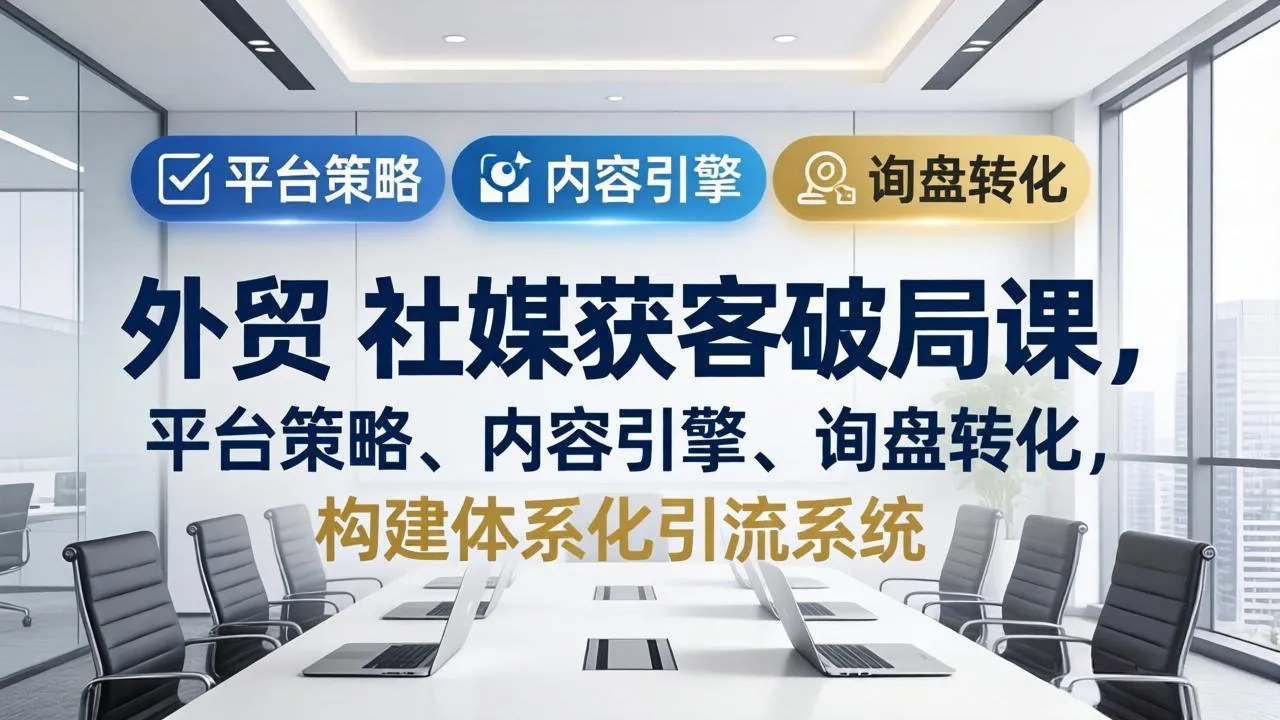 外贸 社媒获客破局课，平台策略、内容引擎、询盘转化，构建体系化引流系统(更新26年3月-706资源网