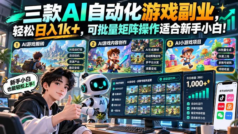 （20699期）三款长期稳定AI自动化游戏，日入千元，毫无保留的全部教给你！-706资源网